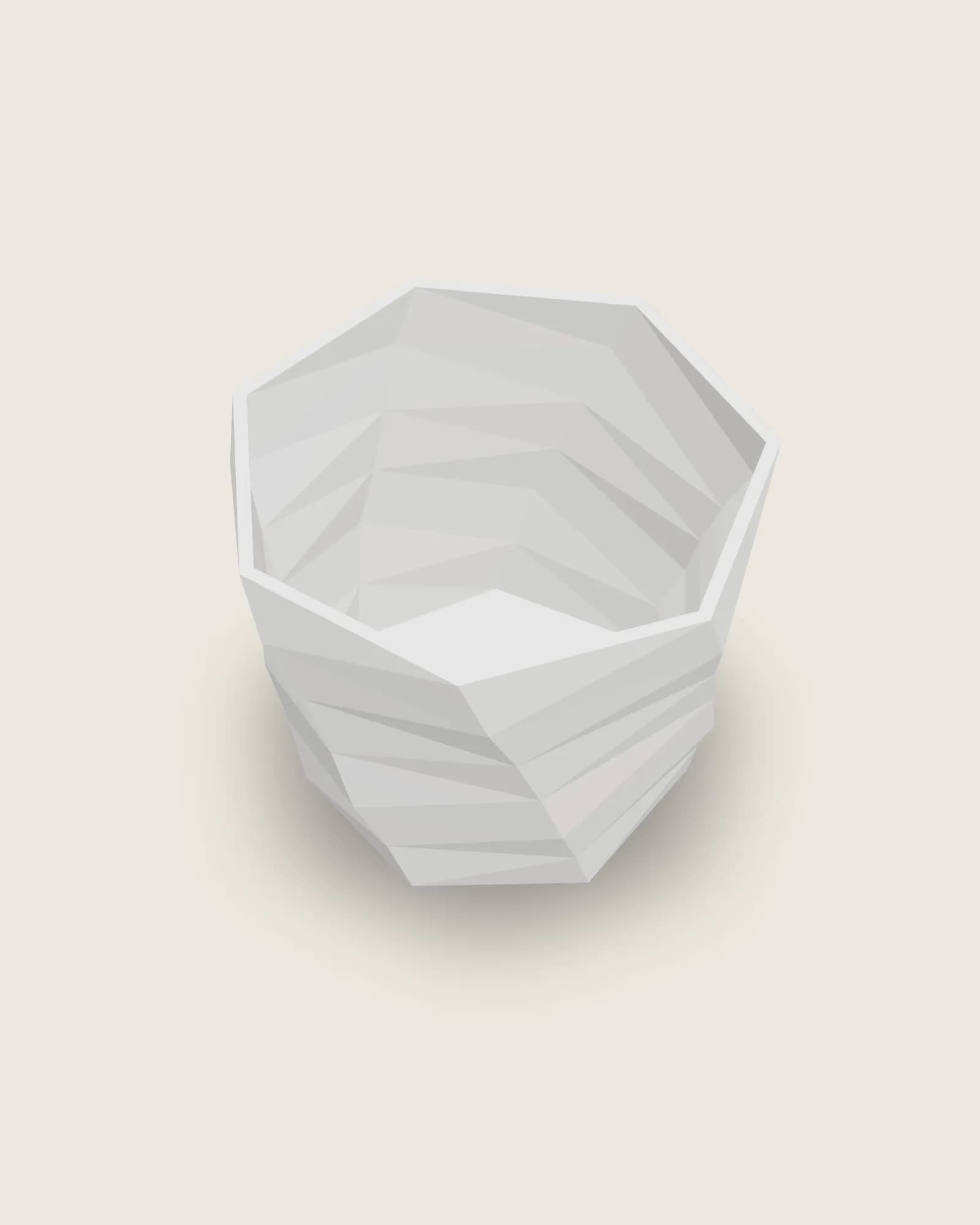Doniczka Low-poly — PLA, kolor biały